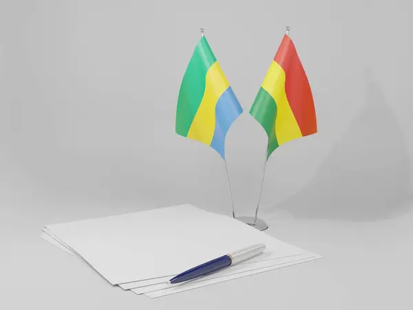 Bolívia Bandeiras Acordo Gabão Fundo Branco Render — Fotografia de Stock