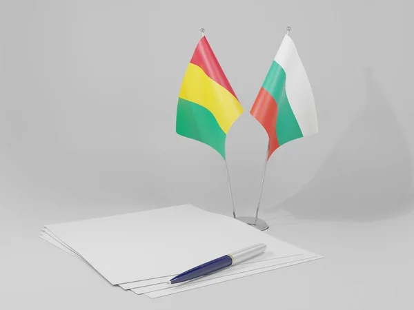 Болгарія Гвінейська Угода Прапори Білий Фон Рендер — стокове фото