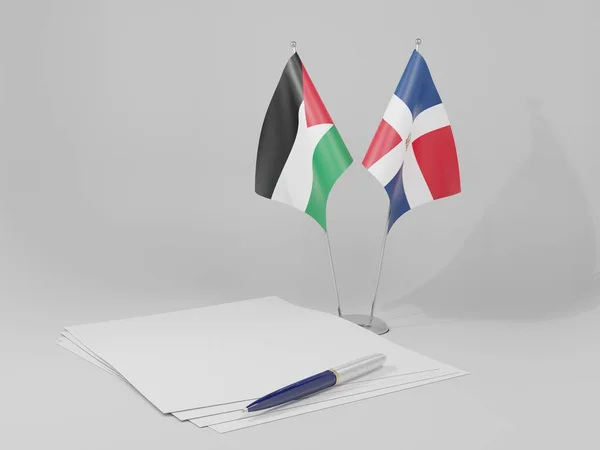 Dominicaanse Republiek Palestijnse Overeenkomst Vlaggen Witte Achtergrond Render — Stockfoto