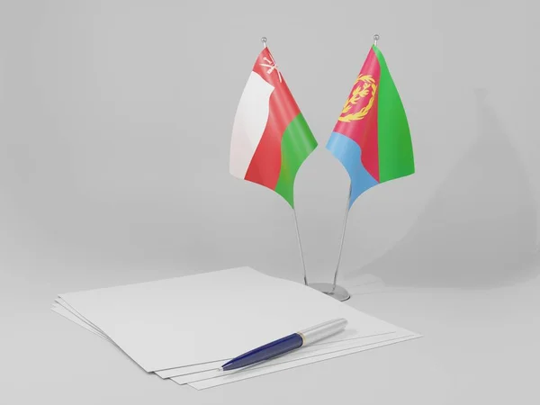 Eritrea Oman Agreement Flags White Background Render — Stock Photo, Image