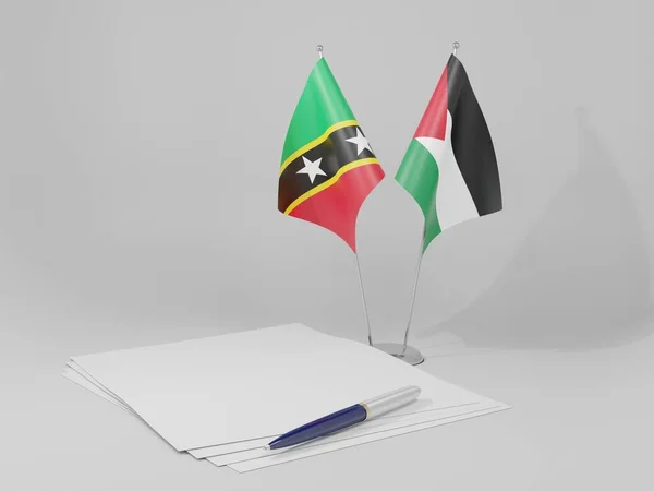 Palestina Saint Kitts Och Nevis Flaggor Vit Bakgrund Render — Stockfoto