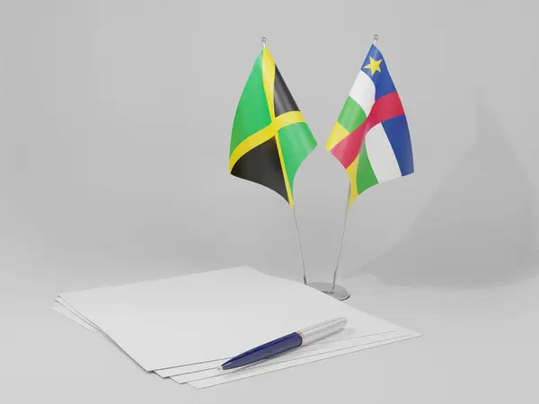 República Centroafricana Banderas Del Acuerdo Jamaica Fondo Blanco Render — Foto de Stock