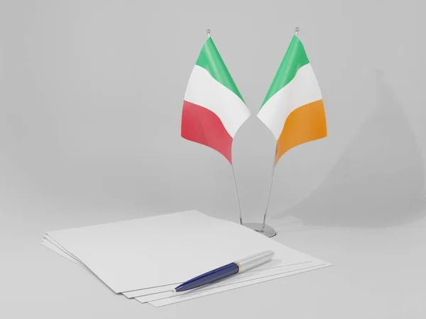 Irlanda Banderas Del Acuerdo Italia Fondo Blanco Render —  Fotos de Stock