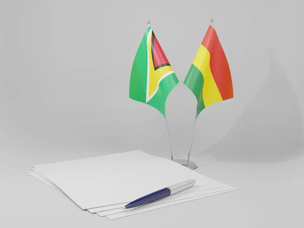Bolivia Banderas Del Acuerdo Guyana Fondo Blanco Render —  Fotos de Stock