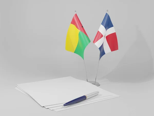 多米尼加共和国 几内亚比绍协定旗帜 白色背景 3D渲染 — 图库照片