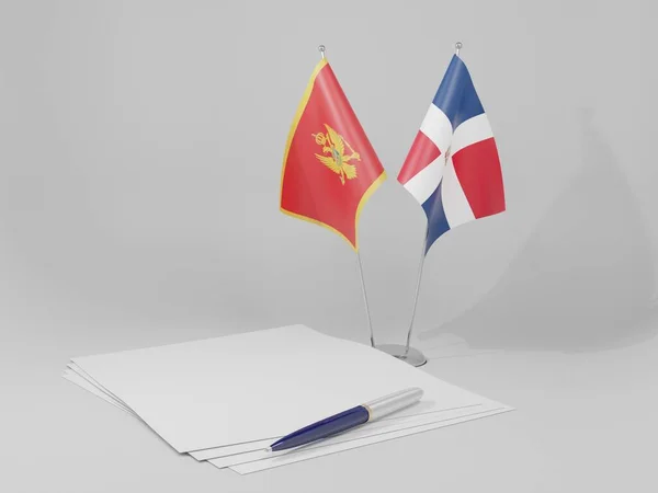 República Dominicana Acordo Montenegro Bandeiras Fundo Branco Render — Fotografia de Stock