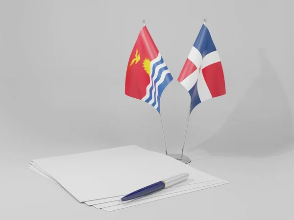 Dominican Republic Kiribati Agreement Flags White Background Render — Stock Photo, Image
