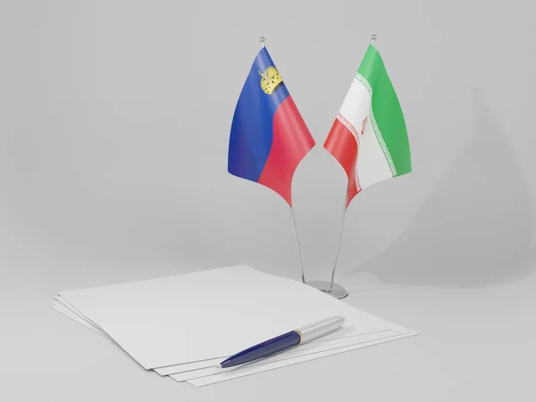 Iran Liechtenstein Agreement Flags White Background Render — Stock Photo, Image