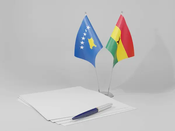 Ghana Drapeaux Accord Kosovo Fond Blanc Render — Photo