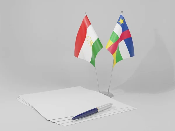 Central African Republic Tajikistan Agreement Flags White Background Render — Stock Photo, Image