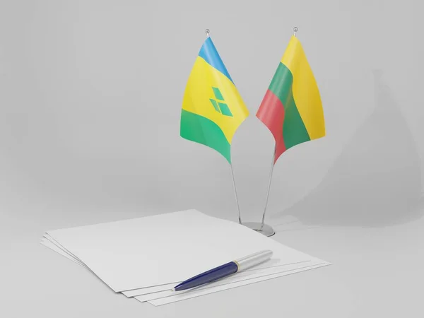 Litva Svatý Vincenc Vlajky Grenadin Bílé Pozadí Vykreslování — Stock fotografie