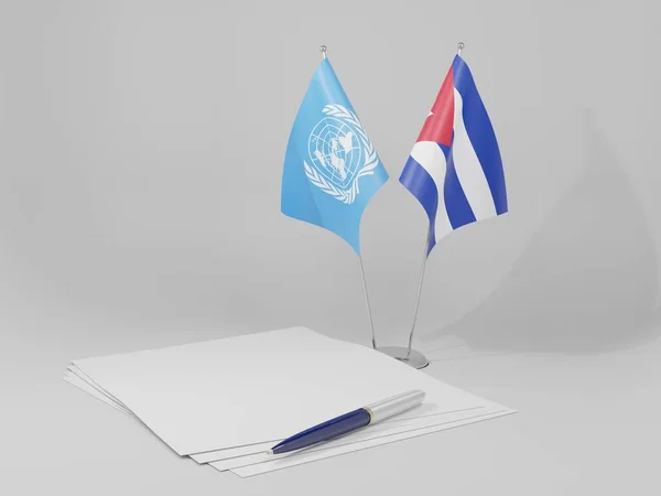 キューバ 国際連合協定旗 白の背景 3Dレンダリング — ストック写真