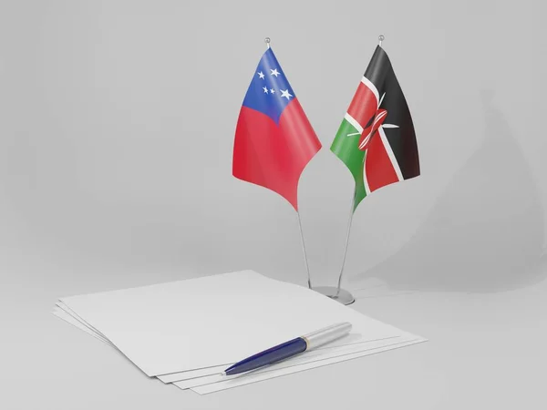 Kenya Samoa Agreement Flags Λευκό Φόντο Render — Φωτογραφία Αρχείου