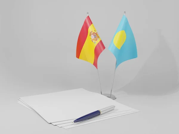 Palau Bandiere Dell Accordo Spagna Sfondo Bianco Render — Foto Stock
