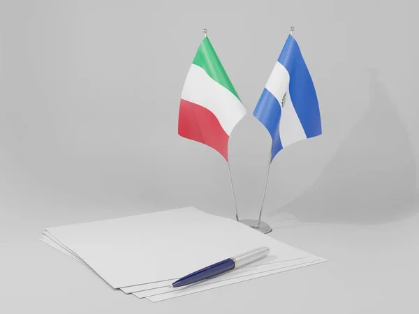 Salvador Italien Avtal Flaggor Vit Bakgrund Render — Stockfoto