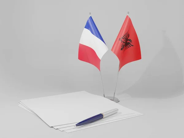 阿尔巴尼亚 法国协定旗帜 白色背景 3D渲染 — 图库照片