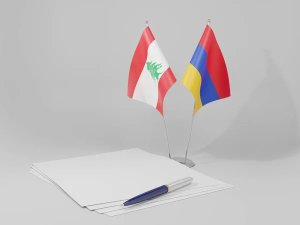 Αρμενία Λιβανική Συμφωνία Σημαίες Λευκό Φόντο Render — Φωτογραφία Αρχείου