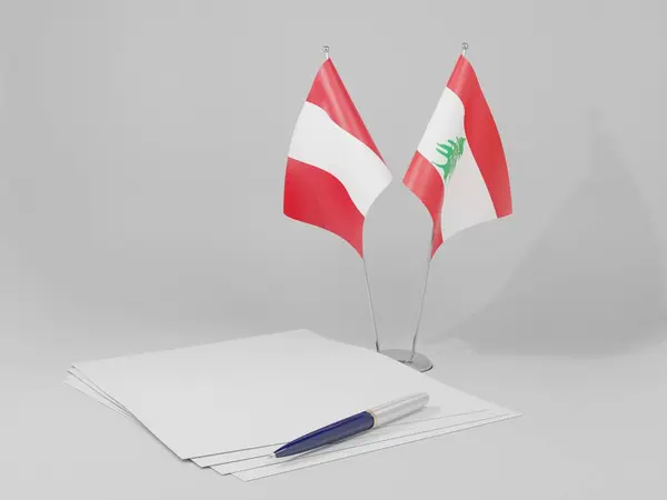 Líbano Peru Acordo Bandeiras Fundo Branco Render — Fotografia de Stock