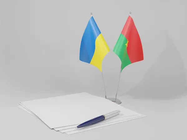 Burkina Faso Ukraine Agreement Flags White Background Render — Stock Photo, Image