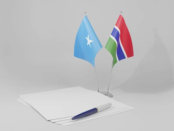 Gambia Somalia Abkommen Flaggen Weißer Hintergrund Render — Stockfoto