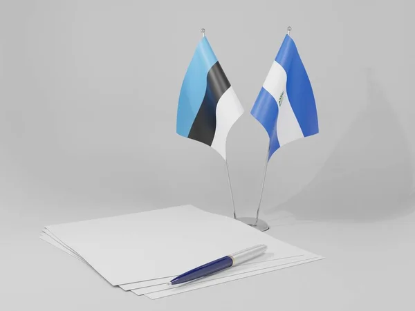 Σαλβαδόρ Εσθονία Συμφωνία Σημαίες Λευκό Φόντο Render — Φωτογραφία Αρχείου
