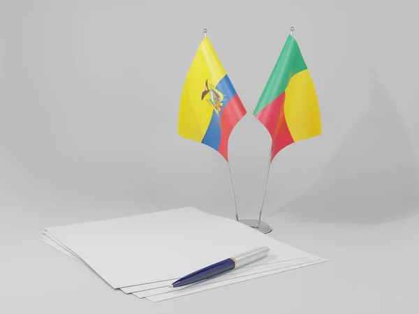 Benín Banderas Del Acuerdo Ecuador Fondo Blanco Render —  Fotos de Stock