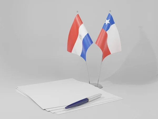 Chile Paraguay Agreement Flags Bílé Pozadí Vykreslování — Stock fotografie