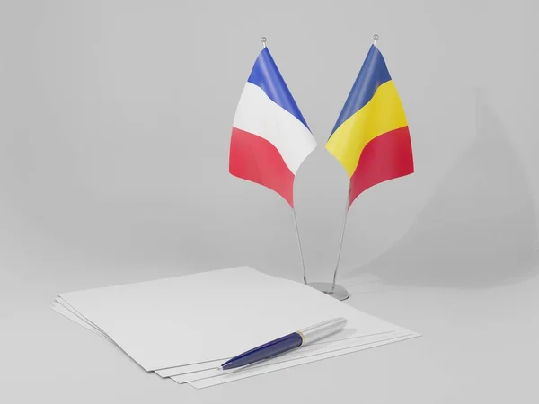 Chad France Agreement Flags White Background Render — Stock Photo, Image