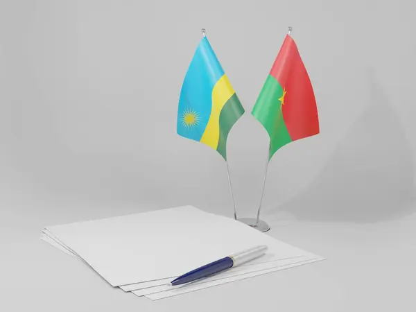布基纳法索 卢旺达协定旗帜 白色背景 3D渲染 — 图库照片