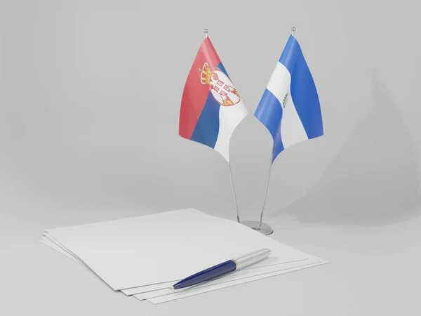 Salvador Serbienavtalets Flaggor Vit Bakgrund Render — Stockfoto