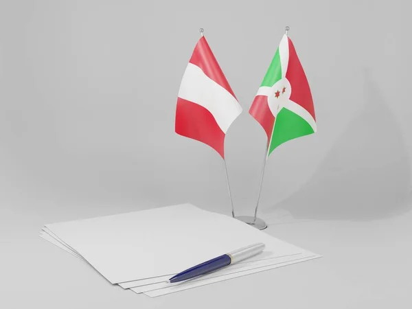 Burundi Bandeiras Acordo Com Peru Fundo Branco Render — Fotografia de Stock