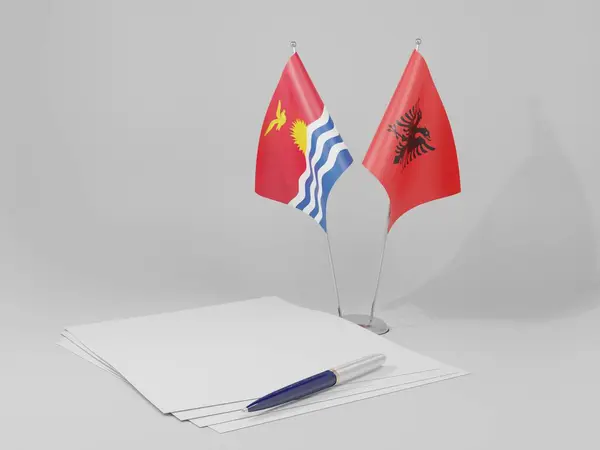 Albania Kiribati Agreement Flags White Background Render — Stock Photo, Image