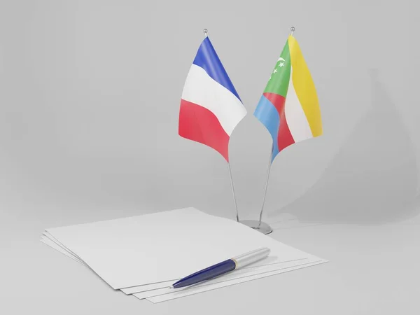 Comores Drapeaux Accord France Fond Blanc Render — Photo