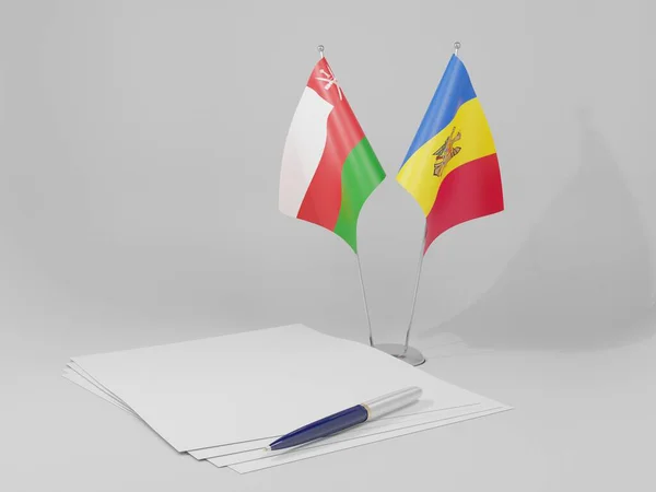 Moldavie Oman Drapeaux Accord Fond Blanc Render — Photo