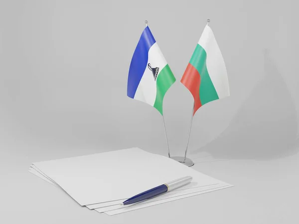 Bulgaria Lesotho Agreement Flags White Background Render — Stock Photo, Image