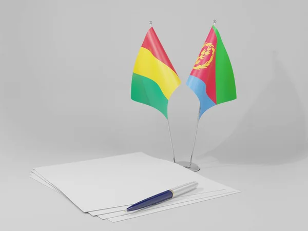 Banderas Del Acuerdo Eritrea Guinea Fondo Blanco Render — Foto de Stock