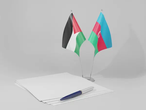 Azerbaigian Bandiere Dell Accordo Giordano Sfondo Bianco Render — Foto Stock