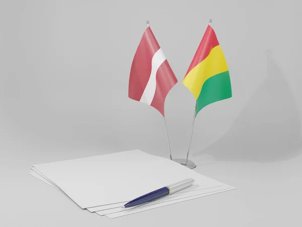 Banderas Del Acuerdo Guinea Letonia Fondo Blanco Render —  Fotos de Stock