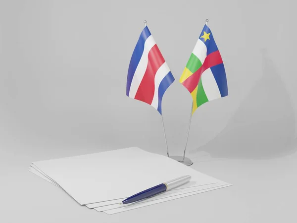 República Centro Africana Costa Rica Bandeiras Acordos Fundo Branco Render — Fotografia de Stock