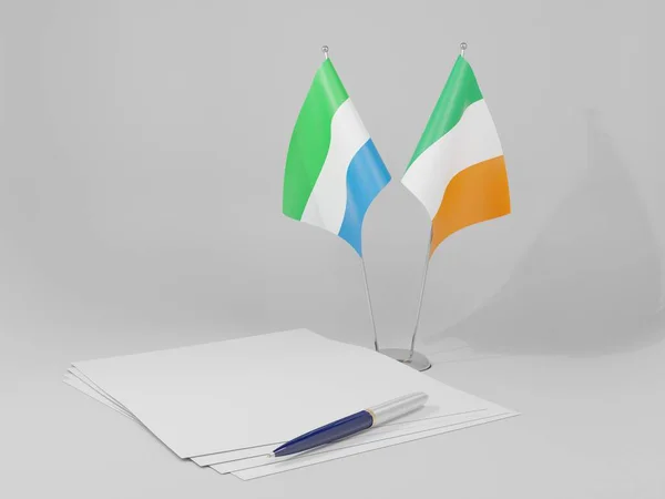 Ιρλανδία Συμφωνία Της Σιέρα Λεόνε Σημαίες Λευκό Φόντο Render — Φωτογραφία Αρχείου