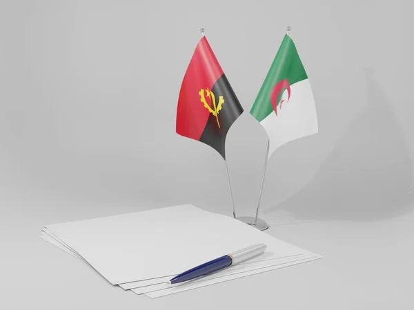 Cezayir Angola Anlaşması Bayrakları Beyaz Arkaplan Render — Stok fotoğraf