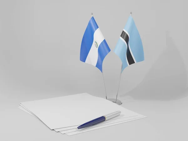 Botswana Banderas Del Acuerdo Salvador Fondo Blanco Render —  Fotos de Stock