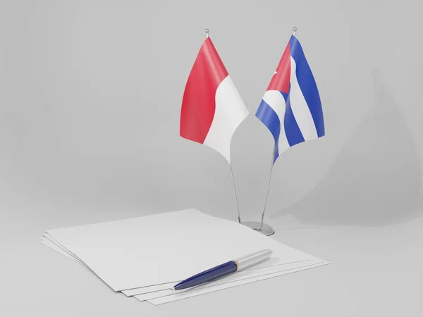 Cuba Drapeaux Accord Monaco Fond Blanc Render — Photo