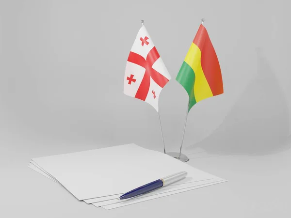 Bolivie Géorgie Drapeaux Accord Fond Blanc Render — Photo