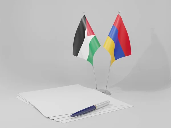 Arménie Drapeaux Accord Palestinien Arrière Plan Blanc Render — Photo