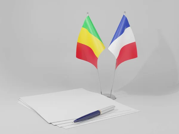 Frankreich Mali Abkommen Flaggen Weißer Hintergrund Render — Stockfoto