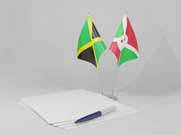 Burundi Drapeaux Accord Jamaïque Fond Blanc Render — Photo