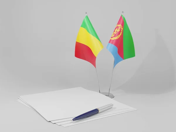 Eritrea Mali Agreement Flags White Background Render — Stock Photo, Image