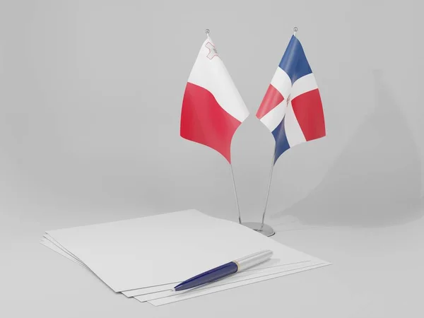 Dominikai Köztársaság Máltai Megállapodás Zászlók Fehér Háttér Render — Stock Fotó