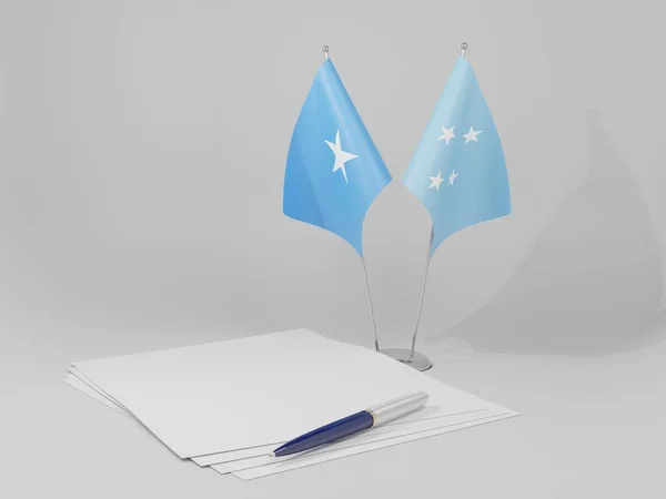 ミクロネシア連邦 ソマリア協定旗 3Dレンダリング — ストック写真